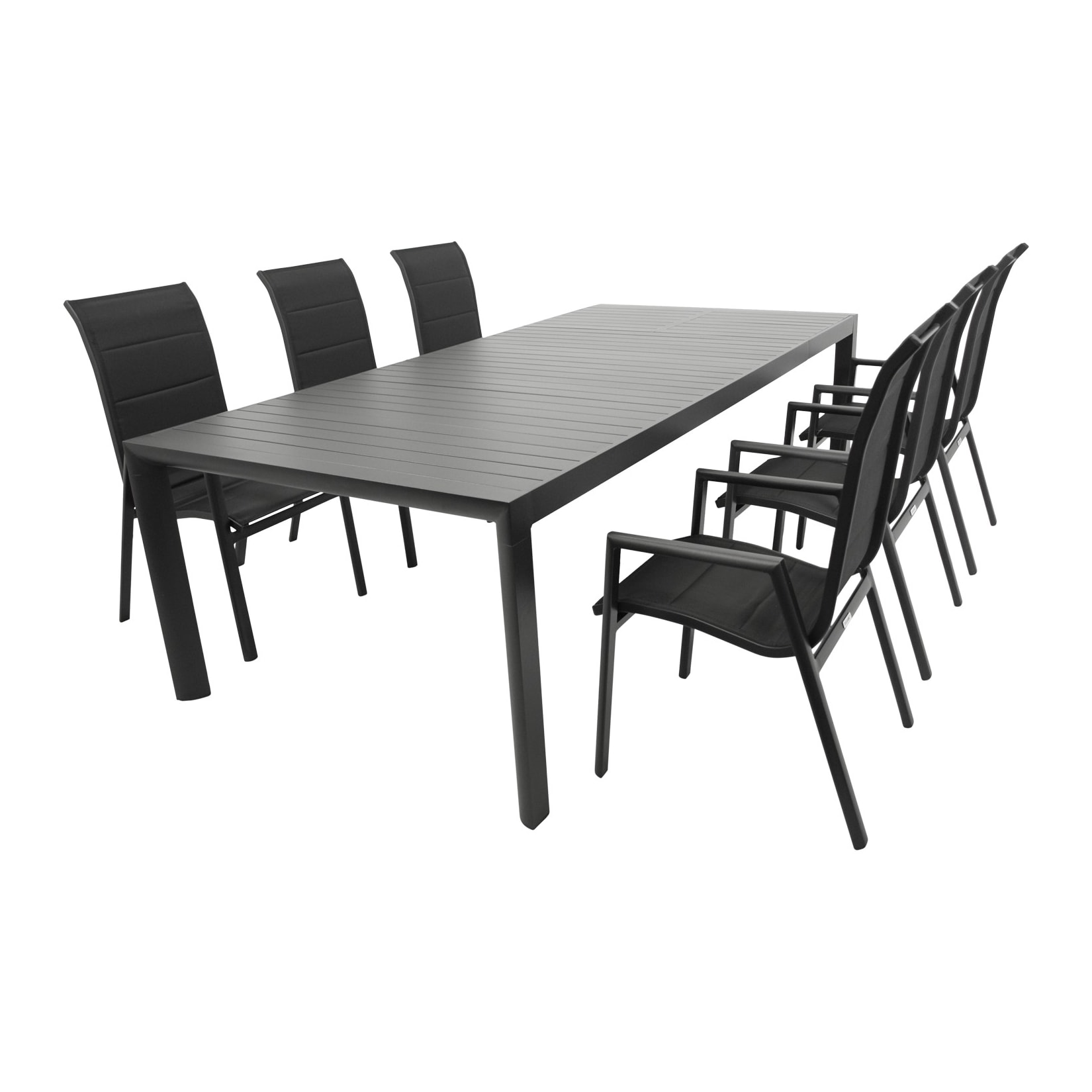 Garnitur LAGOS XL 7-teilig, Alu + Kunstgewebe schwarz