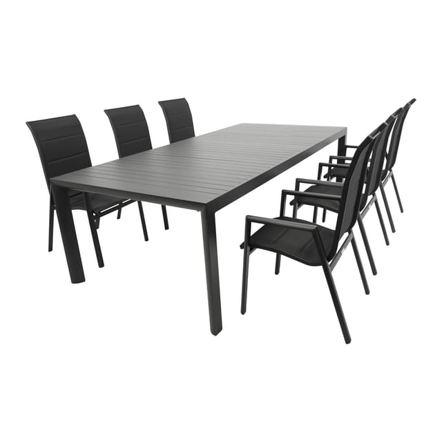 Garnitur LAGOS XL 7-teilig, Alu + Kunstgewebe schwarz