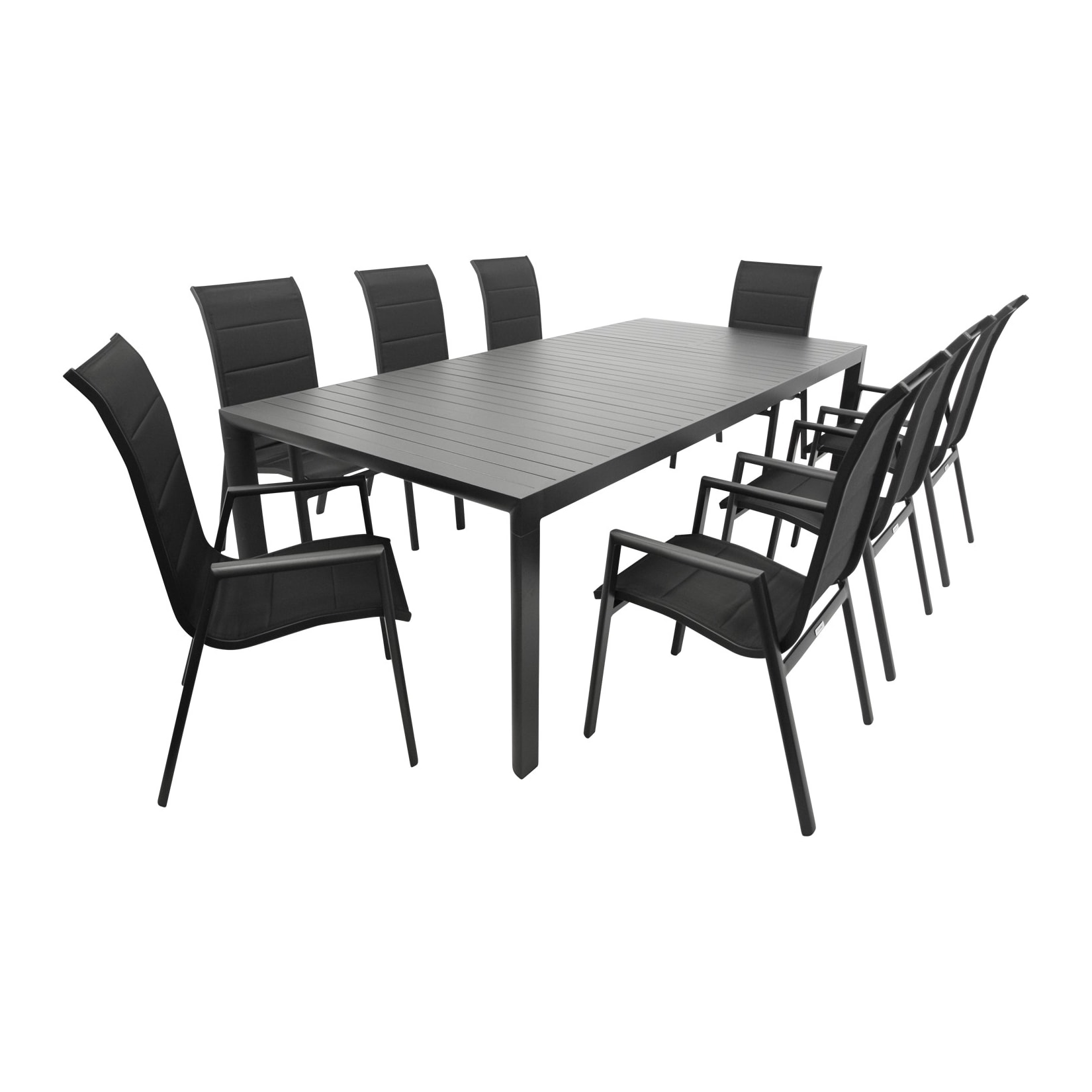 Garnitur LAGOS XL 9-teilig, Alu + Kunstgewebe schwarz