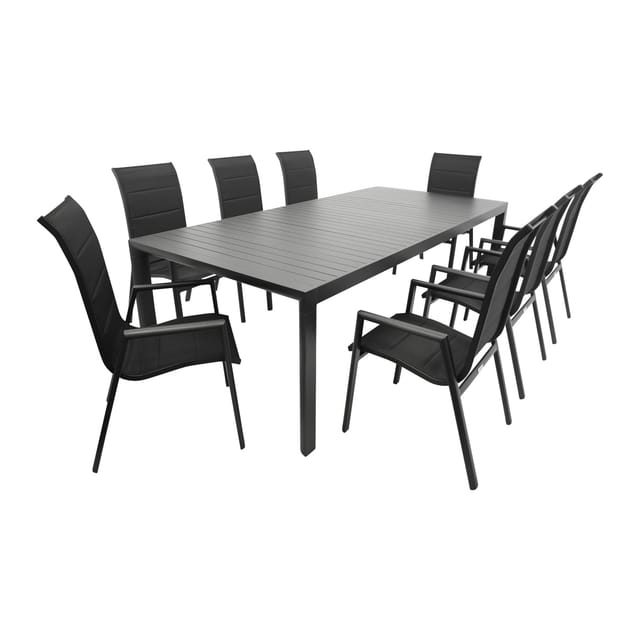 Garnitur LAGOS XL 9-teilig, Alu + Kunstgewebe schwarz