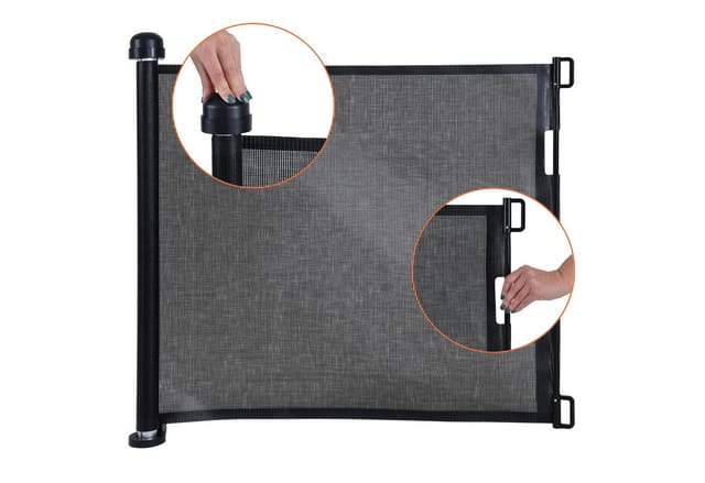Estexo - Türschutzgitter Treppenschutzgitter Türgitter Absperrgitter Treppenschutzrollo Schwarz