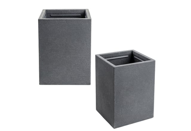 Spetebo - Kunststoff Pflanzkübel anthrazit - 40 cm/eckig - Übertopf Blumenkübel Pflanzkasten Pflanzsäule
