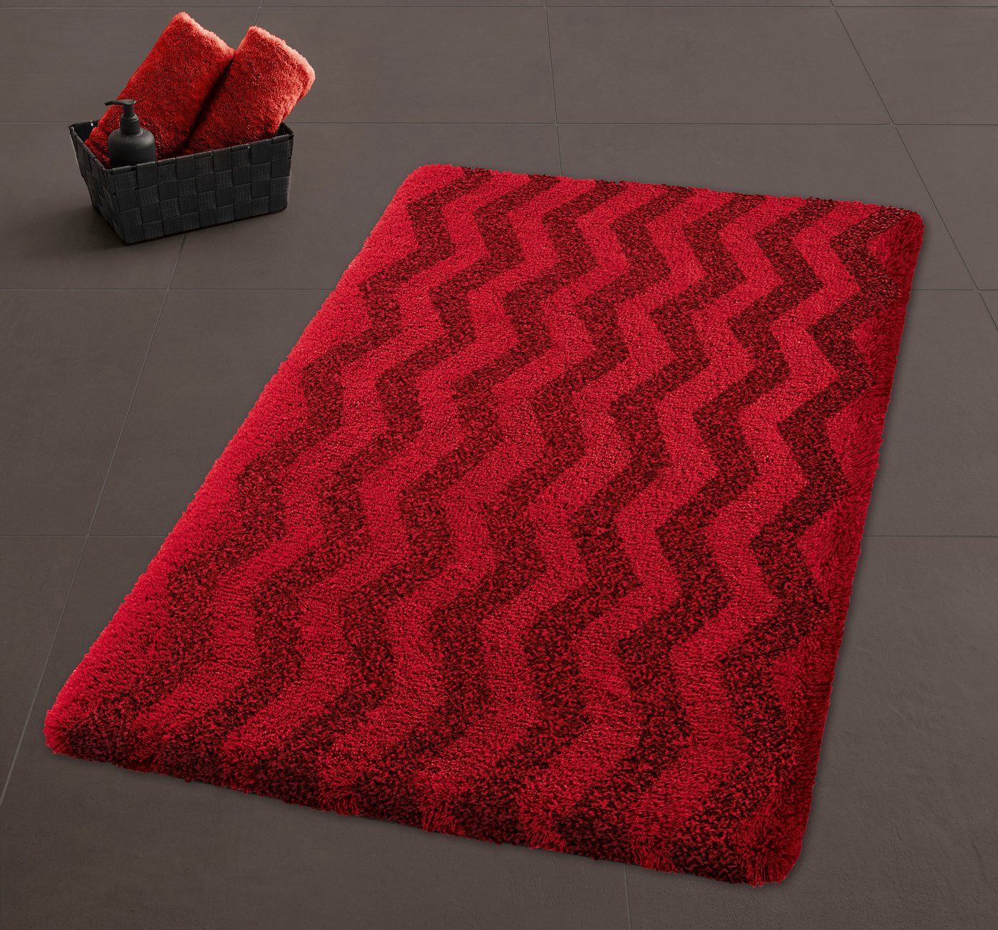 Kleine Wolke Badematte »Zack«, Badvorleger, Badezimmer Teppich, Höhe 20 mm, rutschhemmend beschichtet, fußbodenheizungsgeeignet, Polyacryl, rechteckig, Badteppich, modernes Zickzack Design, Ton in Ton Bild 3