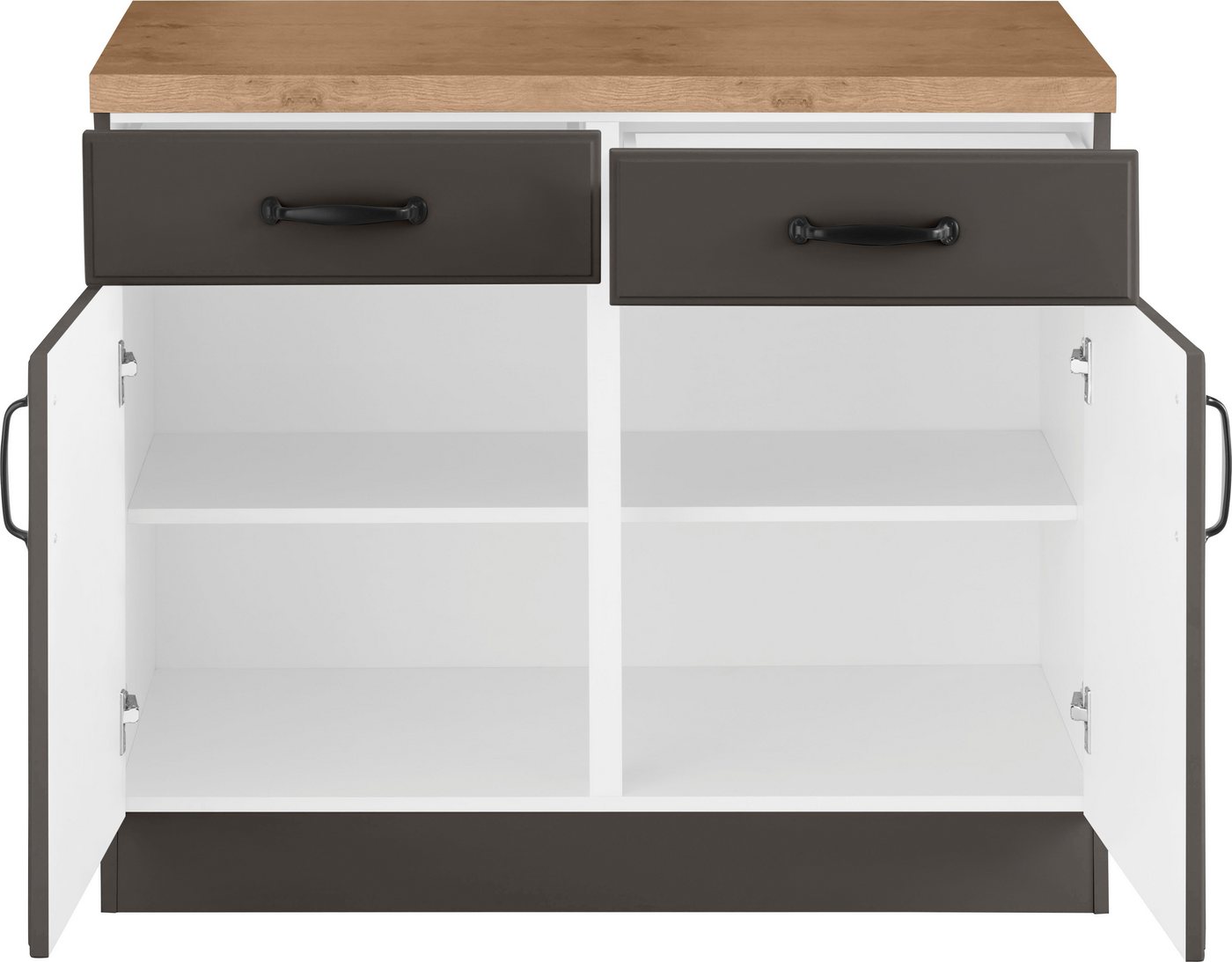 wiho Küchen Unterschrank Erla 100 cm breit mit Kassettenfront, mit Arbeitsplatte Bild 2