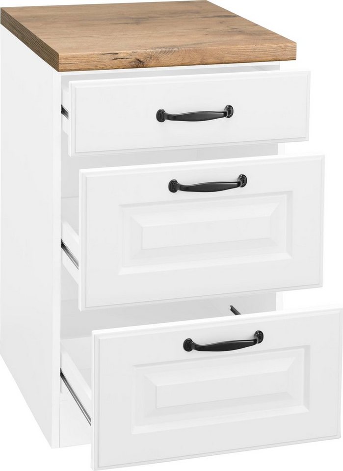 wiho Küchen Unterschrank Erla 50 cm breit, mit 2 großen Auszügen, inkl. Arbeitsplatte Bild 3