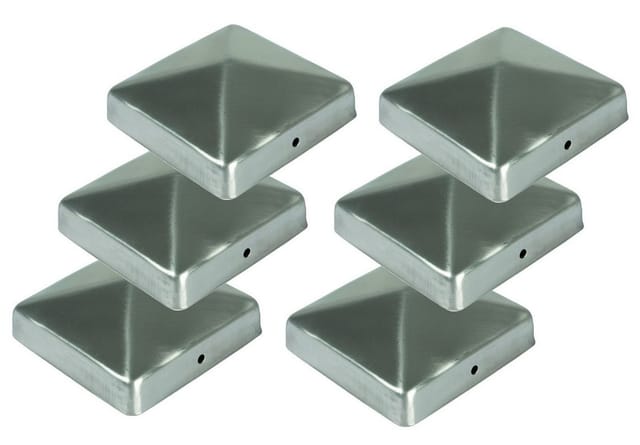 Buri - 6x Edelstahl Pfostenkappe Pyramide 71x71mm Zaunkappe Zierkappe Pfahl Zaun Kappe