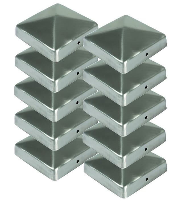 Buri - 10x Edelstahl Pfostenkappe Pyramide 71x71mm Zaunkappe Zierkappe Pfahl Zaun Kappe