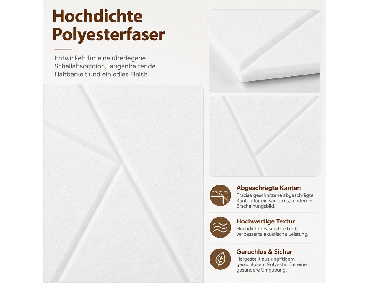 BlingBin Akustikplatte 12 Stück Selbstklebend Quadratische Schallschutz Wand,Schallabsorber, (12er Set, 12-St., 30x30x0,9cm), Akustikplatten Für Schalldämmung Wandverkleidung, Studio Homeoffice