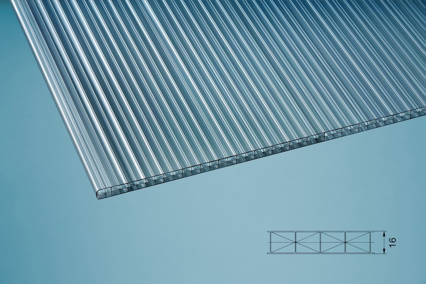 Terrasse2000 Doppelstegplatte Stegplatte X16 MAX16mm 98x600cm in Graphit, Graphit Bild 3