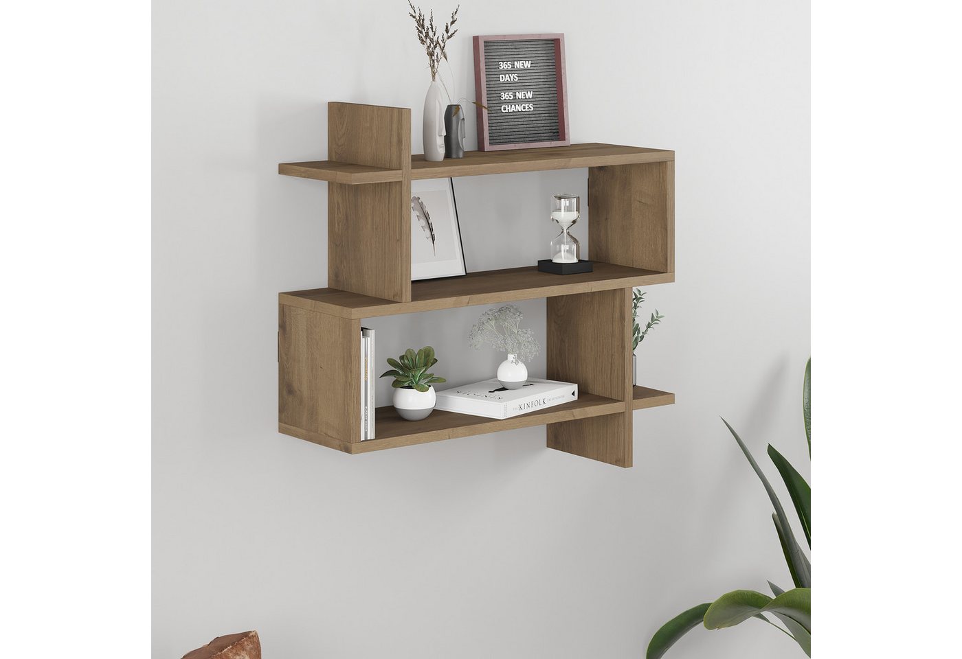 Decortie Bücherregal Paralel, Modernes Wandregal/Bücherregal, 70 x 22 x 65 cm Bild 2