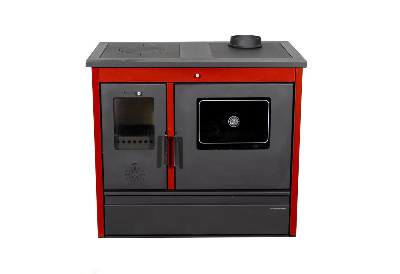 Hosseven Kaminofen mit Backfach und Herdplatte 4050 Lotus Classic Rot Holzofen, 11 kW, Dauerbrand, Holz Ofen Mehrfachbelegung Kamin Heizofen Küchenherd Bild 5