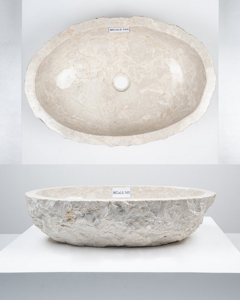 wohnfreuden Aufsatzwaschbecken Erosi Marmor Waschbecken 60 cm creme (Kein Set), 102276_MCaL11.165