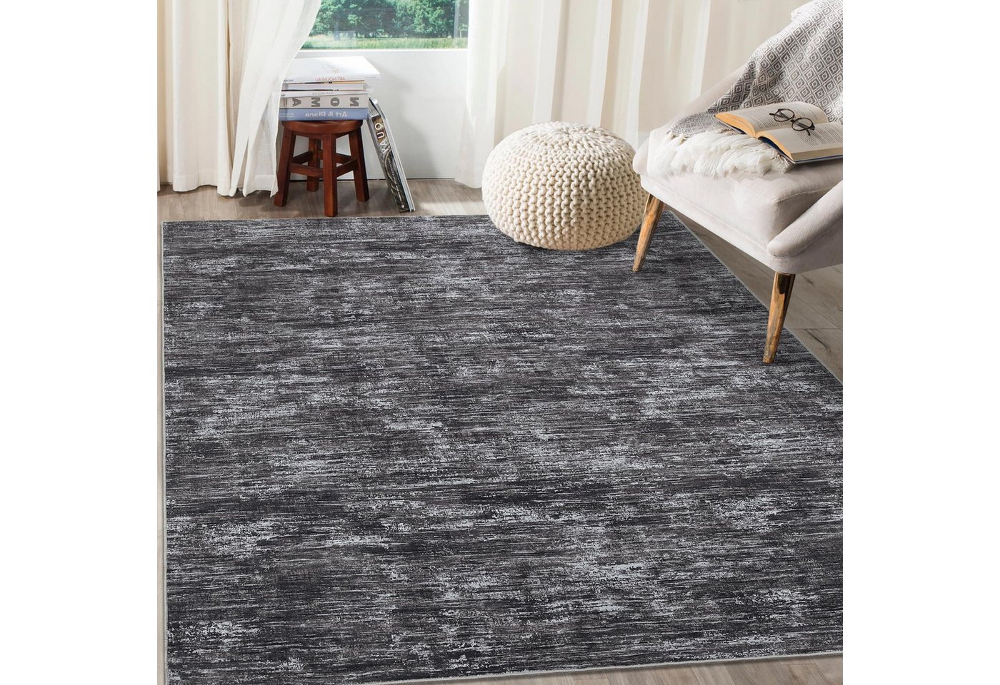GarveeMore Teppich mit Struktur-Optik für Wohnzimmer & Schlafzimmer & Flur, faltbar, rechteckig, Höhe: 6 mm, maschinenwaschbar, TPR-Rückseite