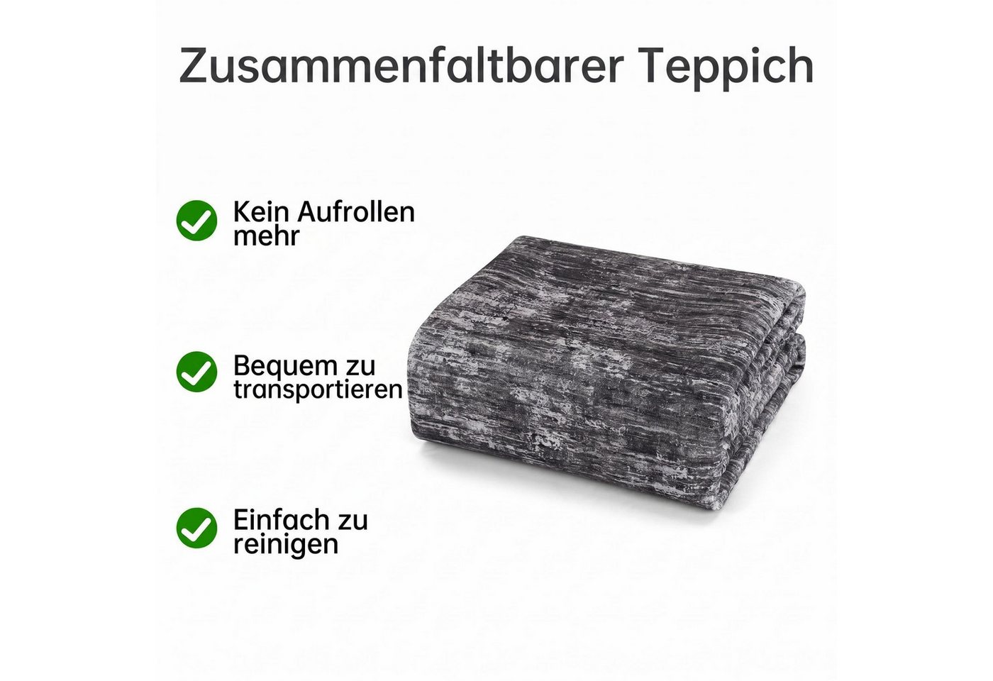 GarveeMore Teppich mit Struktur-Optik für Wohnzimmer & Schlafzimmer & Flur, faltbar, rechteckig, Höhe: 6 mm, maschinenwaschbar, TPR-Rückseite Bild 2