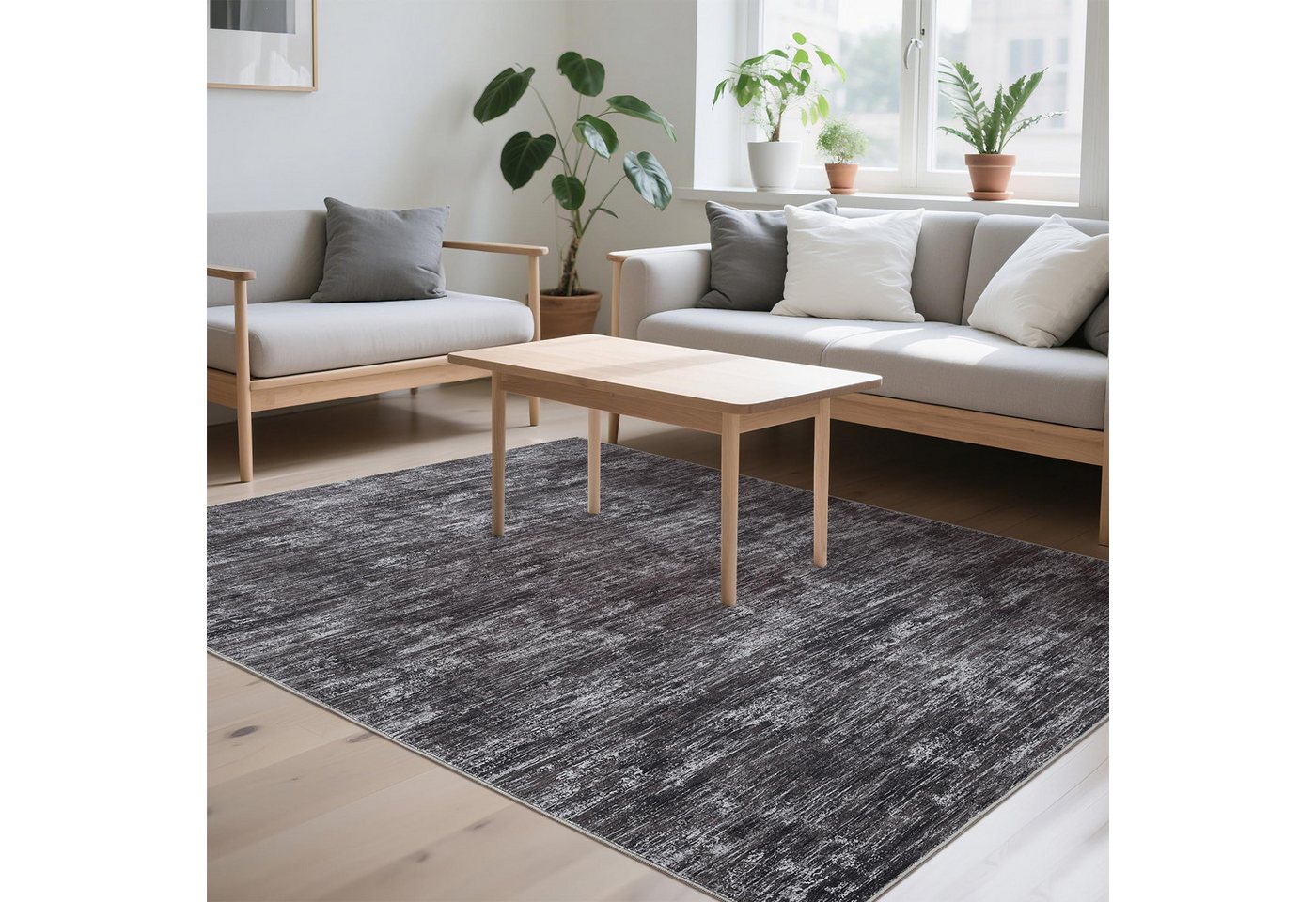 GarveeMore Teppich mit Struktur-Optik für Wohnzimmer & Schlafzimmer & Flur, faltbar, rechteckig, Höhe: 6 mm, maschinenwaschbar, TPR-Rückseite Bild 3