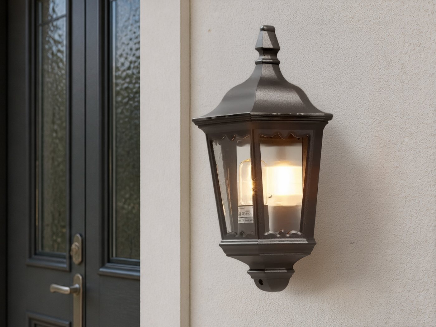 KONSTSMIDE LED Außen-Wandleuchte antike Wand-Laterne, Höhe 44,5cm, LED wechselbar, Warmweiß, Außenleuchte Halbschale zur Fassadenbeleuchtung inkl. E27 Leuchtmittel Bild 2