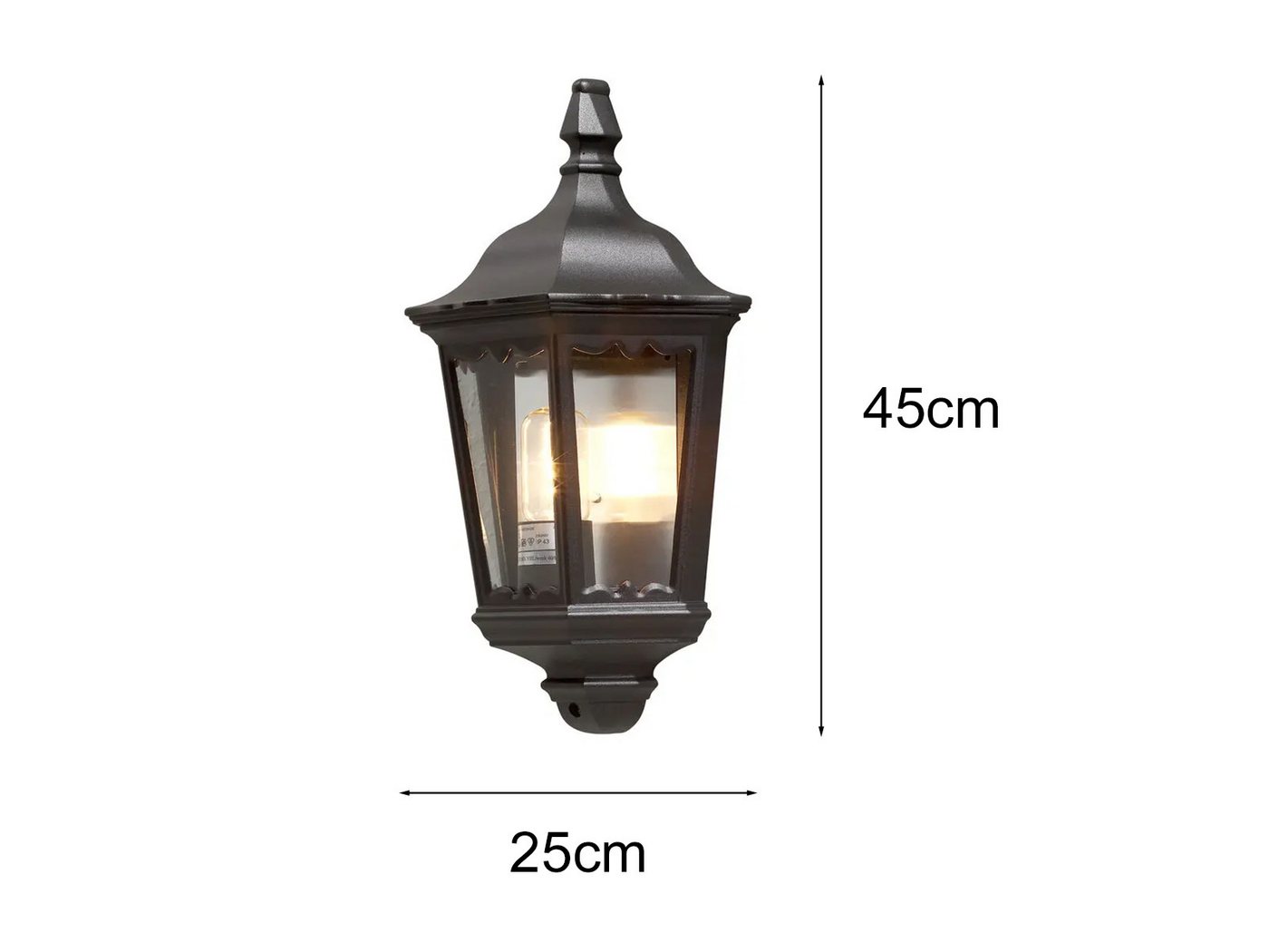 KONSTSMIDE LED Außen-Wandleuchte antike Wand-Laterne, Höhe 44,5cm, LED wechselbar, Warmweiß, Außenleuchte Halbschale zur Fassadenbeleuchtung inkl. E27 Leuchtmittel Bild 3