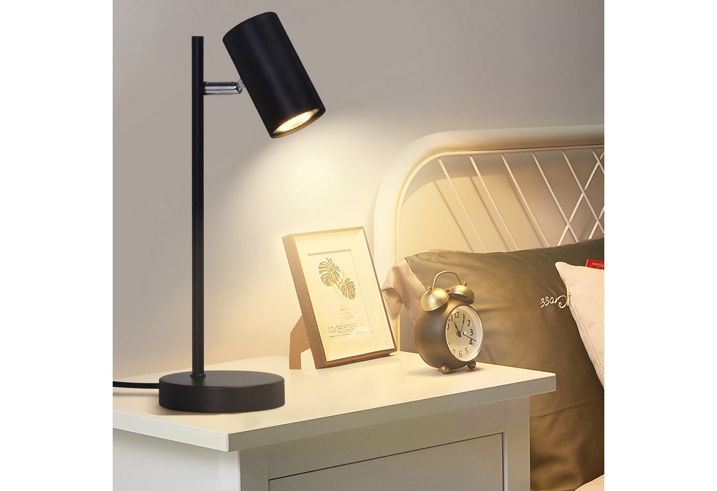ZMH Tischleuchte GU10,schwenkbare Tischlampe mit 350° Drehbereich, 90° neigbar, ohne Leuchtmittel, für Schreibtisch, Nachttisch und Arbeitszimmer