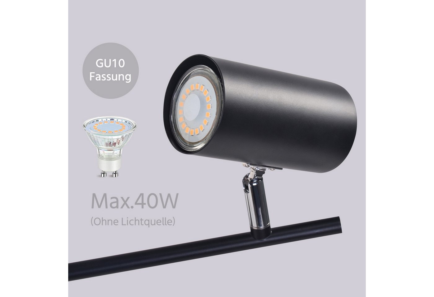 ZMH Tischleuchte GU10,schwenkbare Tischlampe mit 350° Drehbereich, 90° neigbar, ohne Leuchtmittel, für Schreibtisch, Nachttisch und Arbeitszimmer Bild 5