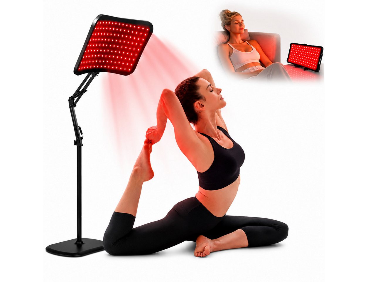 Toomoke Infrarotlampe Rotlichtlampe für Körper, Nah-Infrarot-Lichttherapiegerät 660+850 nm, LED-Rotlichtlampe mit 120 Dual-Chip-LEDs, großflächigem Panel und flexiblem Standfuß, für Körper, Nah-Infrarot-Lichttherapiegerät Bild 2