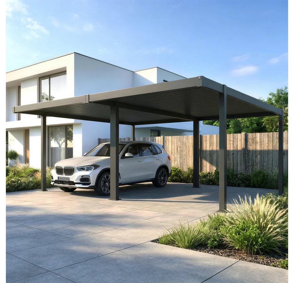 Mirador Doppelcarport 111S Carport, BxT: 600x500 cm, 236 cm Einfahrtshöhe, (Packung, 1-tlg), UV Schutz, hohe Wind und Schneelast, Aluminium & Stahl, Anthrazit
