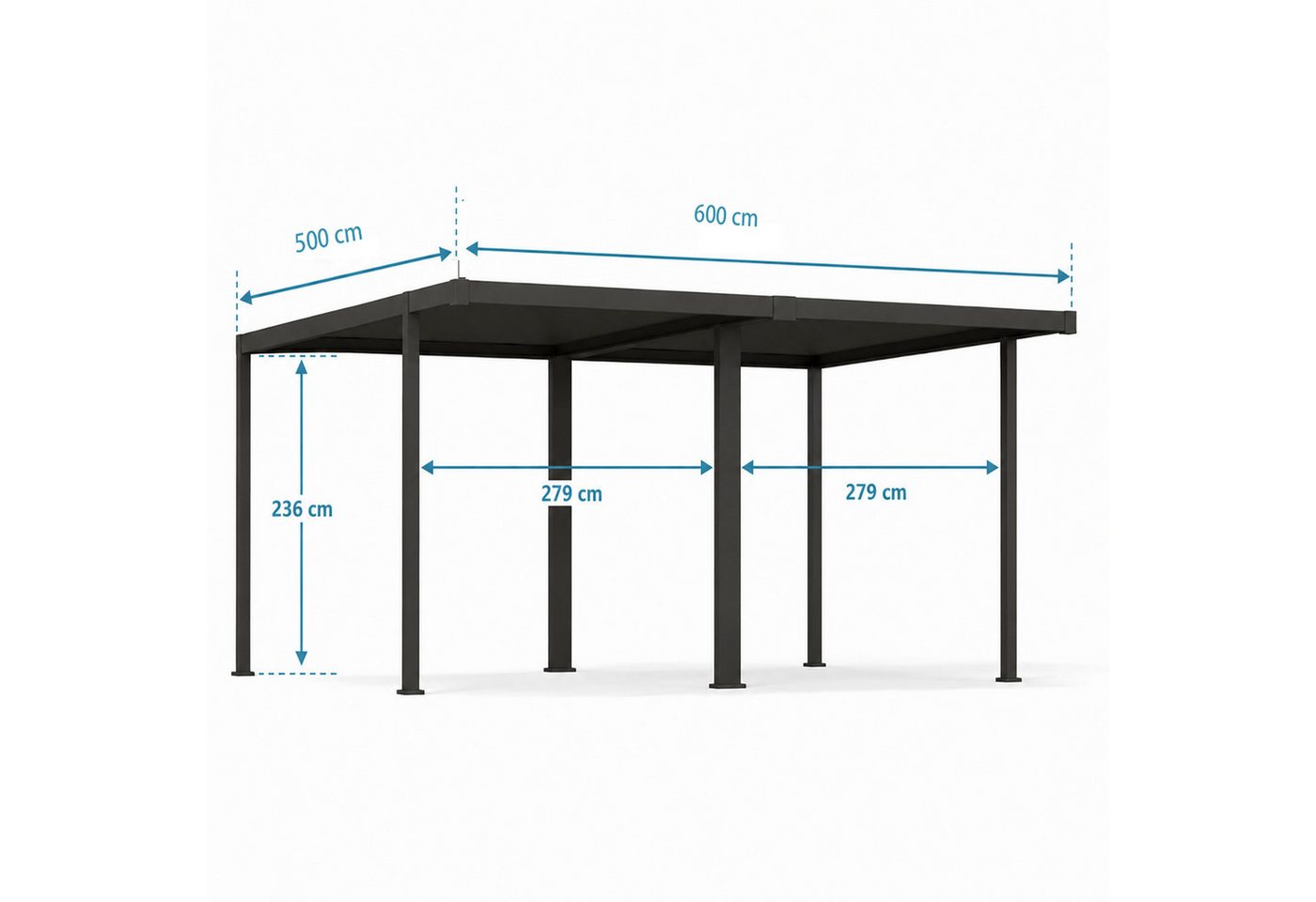 Mirador Doppelcarport 111S Carport, BxT: 600x500 cm, 236 cm Einfahrtshöhe, (Packung, 1-tlg), UV Schutz, hohe Wind und Schneelast, Aluminium & Stahl, Anthrazit Bild 3