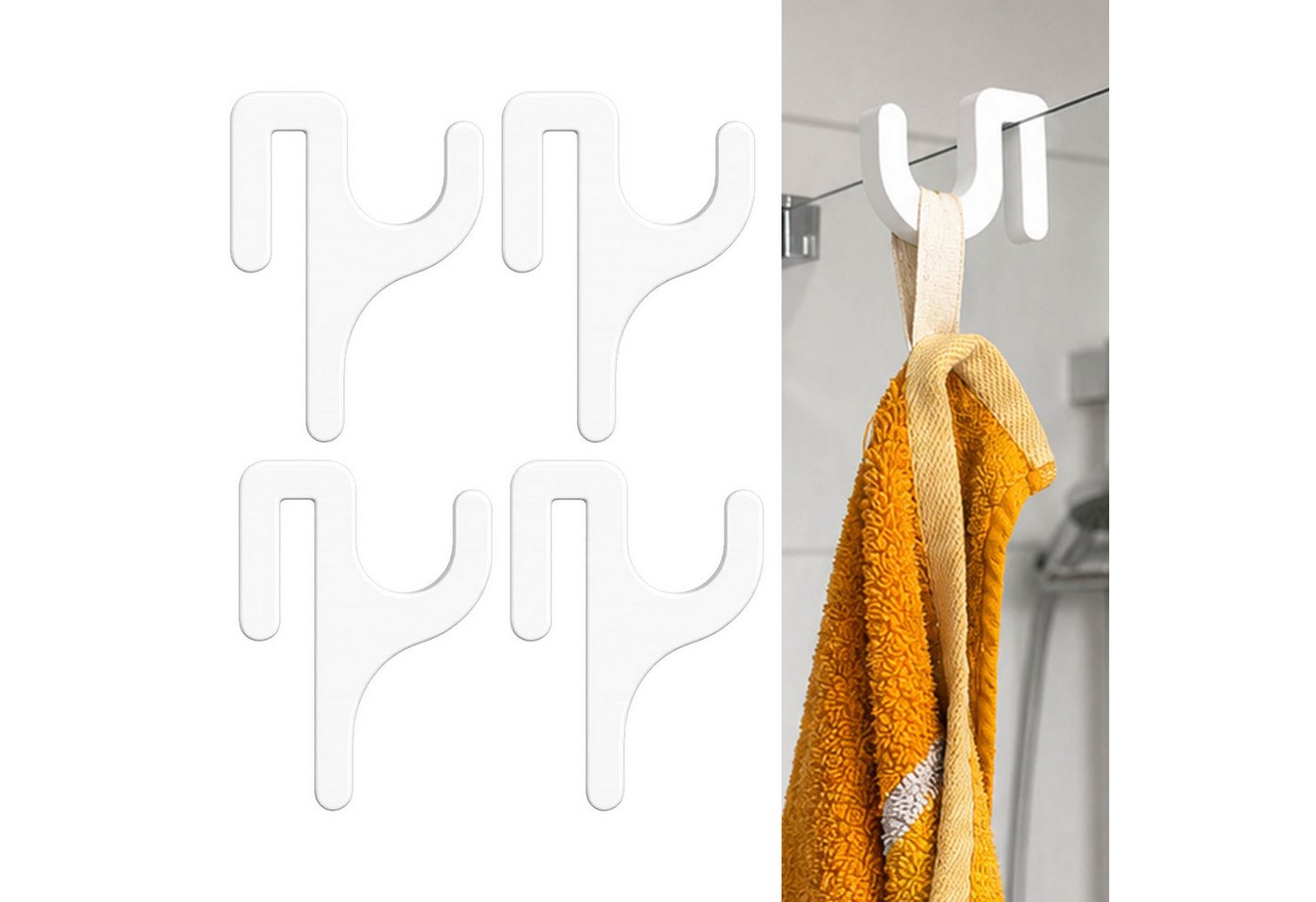 TSB Werk Handtuchhaken Handtuchhaken Duschtür Halter Duschkabine, (4-St), Handtuchhalter, Kleiderhaken, Türhaken Bild 5