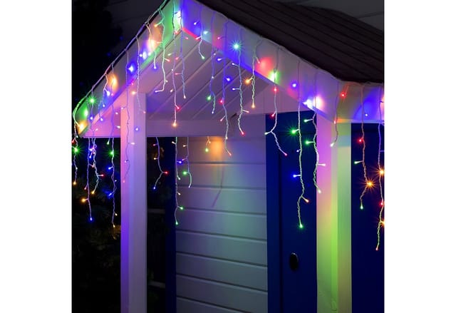 Salcar LED-Lichtervorhang LED Lichterkette Eisregen Lichtervorhang Weihnachtsdeko Aussen 8 Modi, 2m, 80er LED Lichtervorhang, Bunt