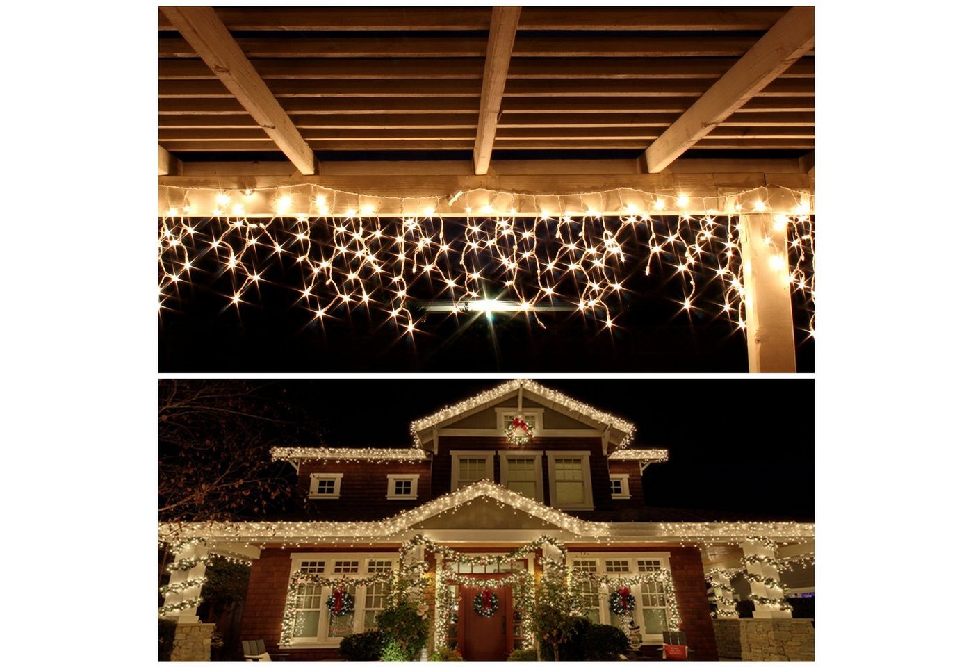 Salcar LED-Lichtervorhang LED Lichterkette Eisregen Lichtervorhang Weihnachtsdeko Aussen 8 Modi, 2m, 80er LED Lichtervorhang, Warmweiß Bild 5