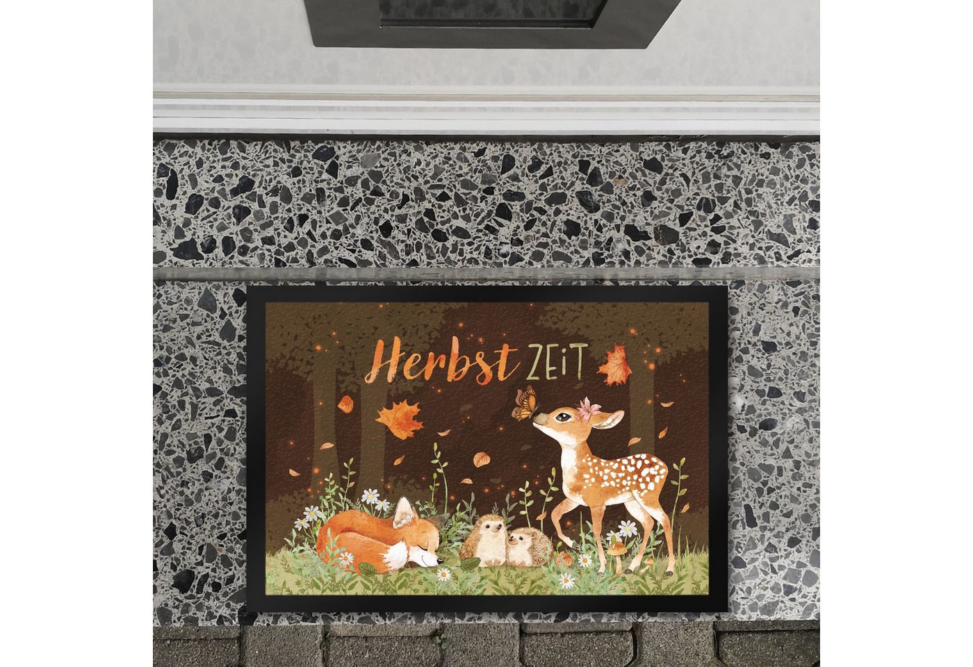 speecheese Fußmatte Tier des Waldes Fußmatte XL in 40x60 cm mit Spruch Herbstzeit