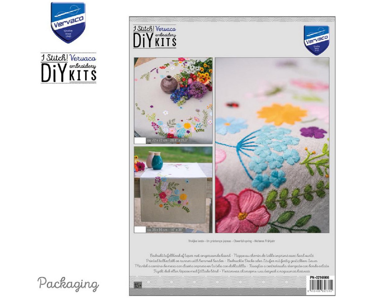 Vervaco Kreativset Vervaco Tischläufer Plattstich Stickpackung "Heiteres Frühjahr", St..., (embroidery kit by Marussia)
