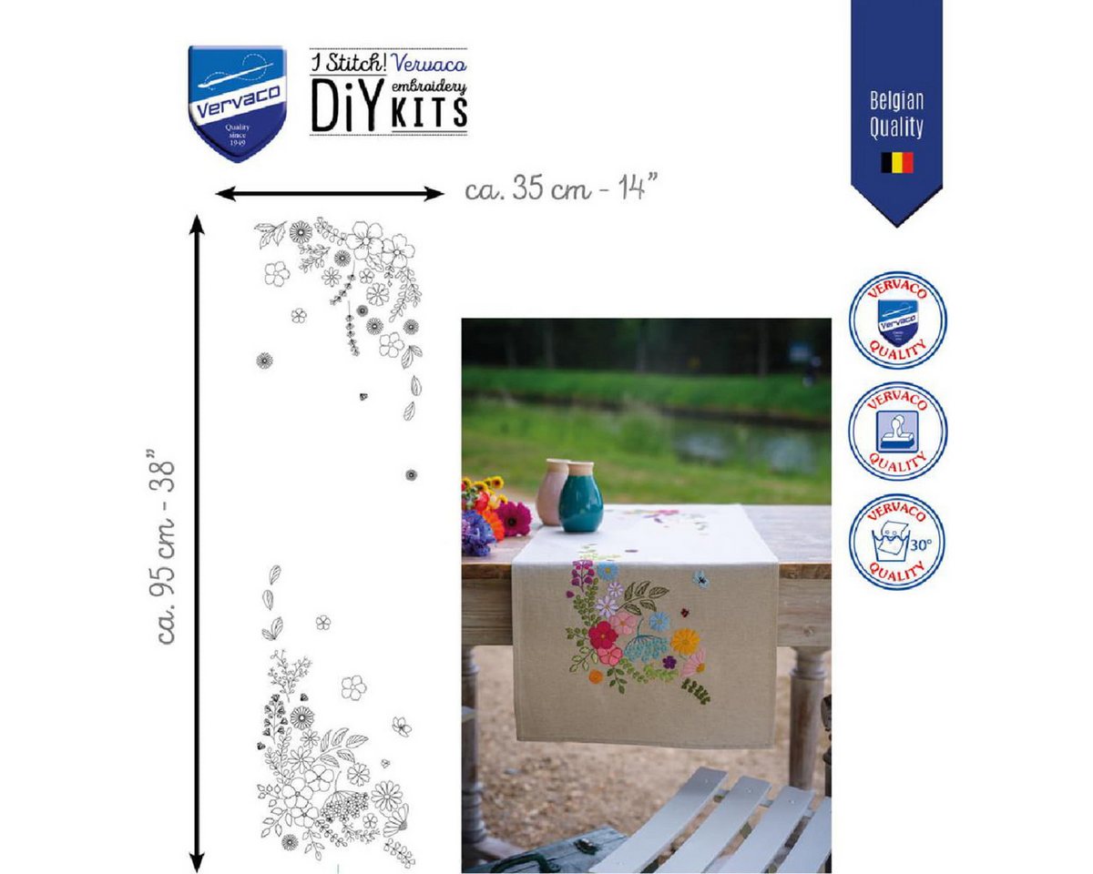 Vervaco Kreativset Vervaco Tischläufer Plattstich Stickpackung "Heiteres Frühjahr", St..., (embroidery kit by Marussia) Bild 4