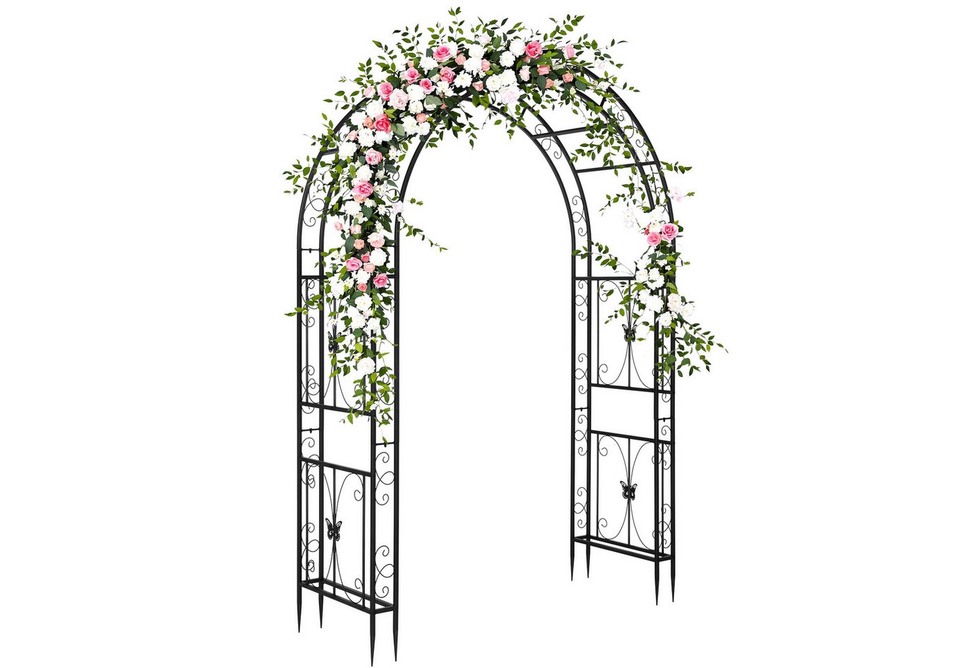 LALAHO Rosenbogen Gartenpergola Torbogen aus Eisen, 192 x 58 x 240 cm, Gartenlaube, Hochzeitsbogen, Stabiler Rankbogen für Kletterpflanzen Bild 4