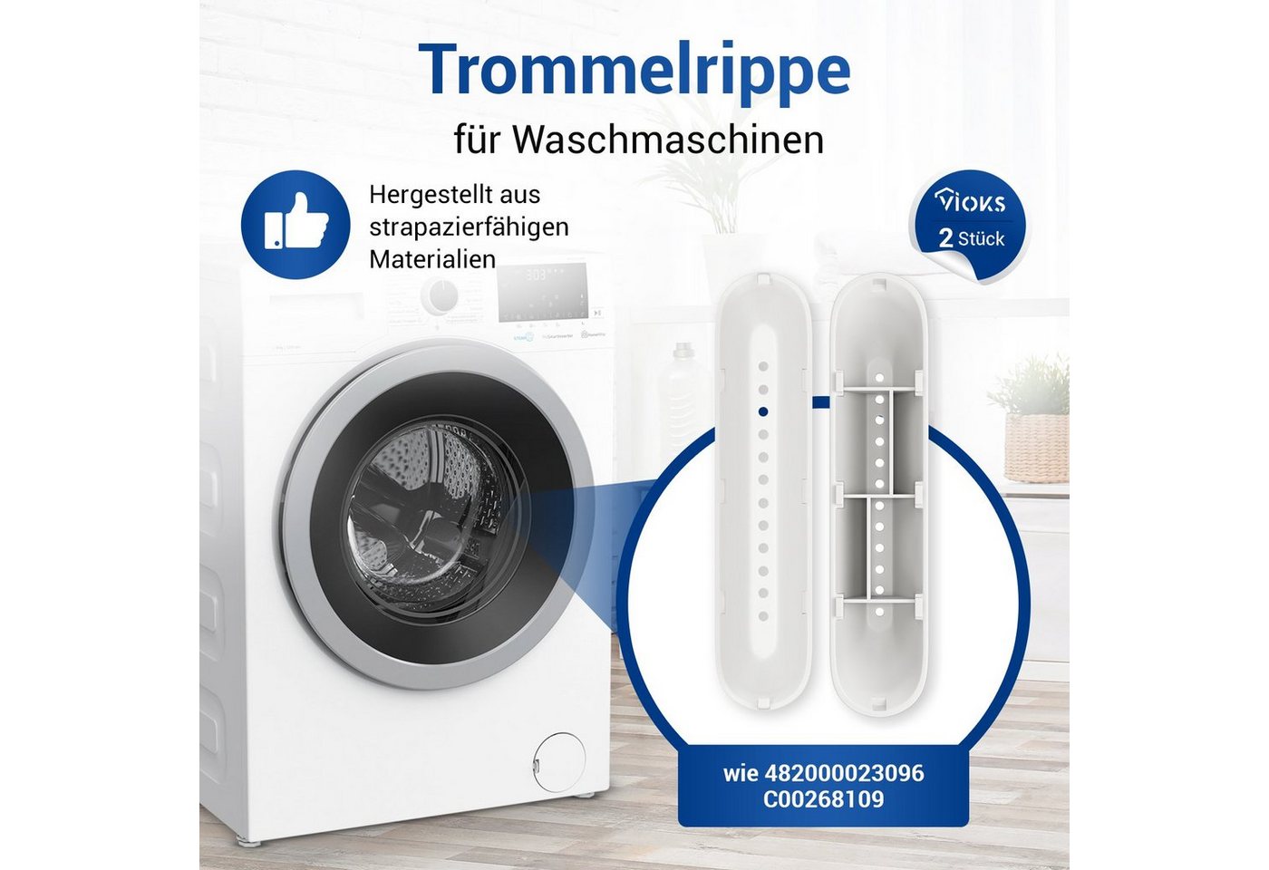 VIOKS Rührwerk Trommelrippe Ersatz für Indesit C00799111, 2-tlg., für Waschmaschine Waschtrockner