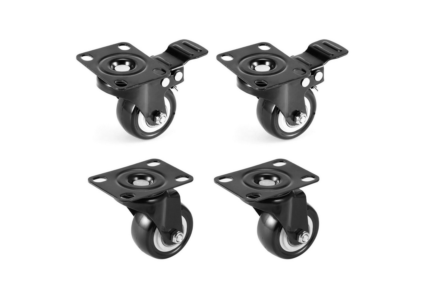 BlingBin Schwerlastrolle 4/8 Stücke 50mm Möbelrollen, Schwerlastrollen Lenkrollen mit Bremse, (4er Set, 4-St., 4 Stück), 360° Drehplatte Rollen Transportrollen für viele Bodenarten