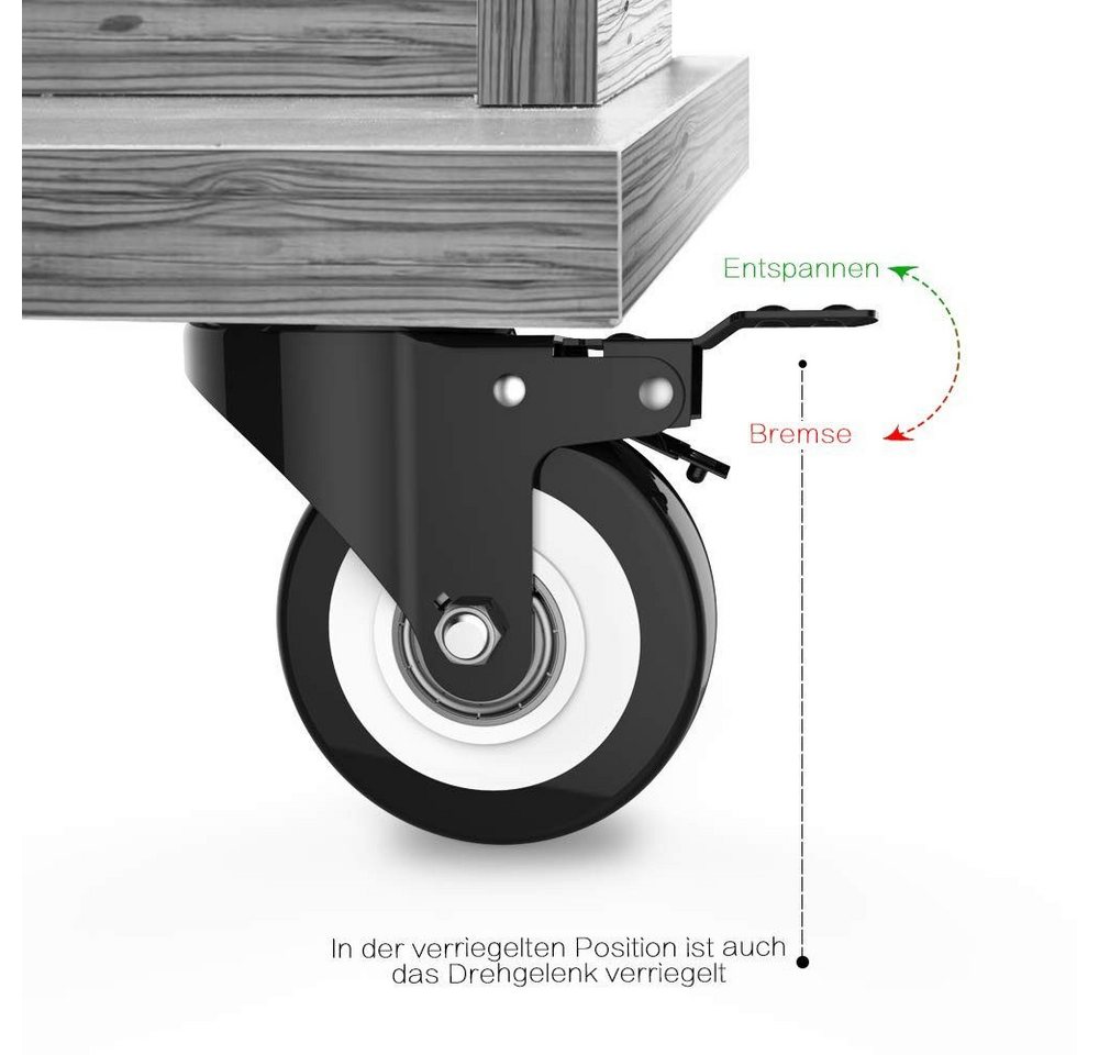 BlingBin Schwerlastrolle 4/8 Stücke 50mm Möbelrollen, Schwerlastrollen Lenkrollen mit Bremse, (4er Set, 4-St., 4 Stück), 360° Drehplatte Rollen Transportrollen für viele Bodenarten Bild 4