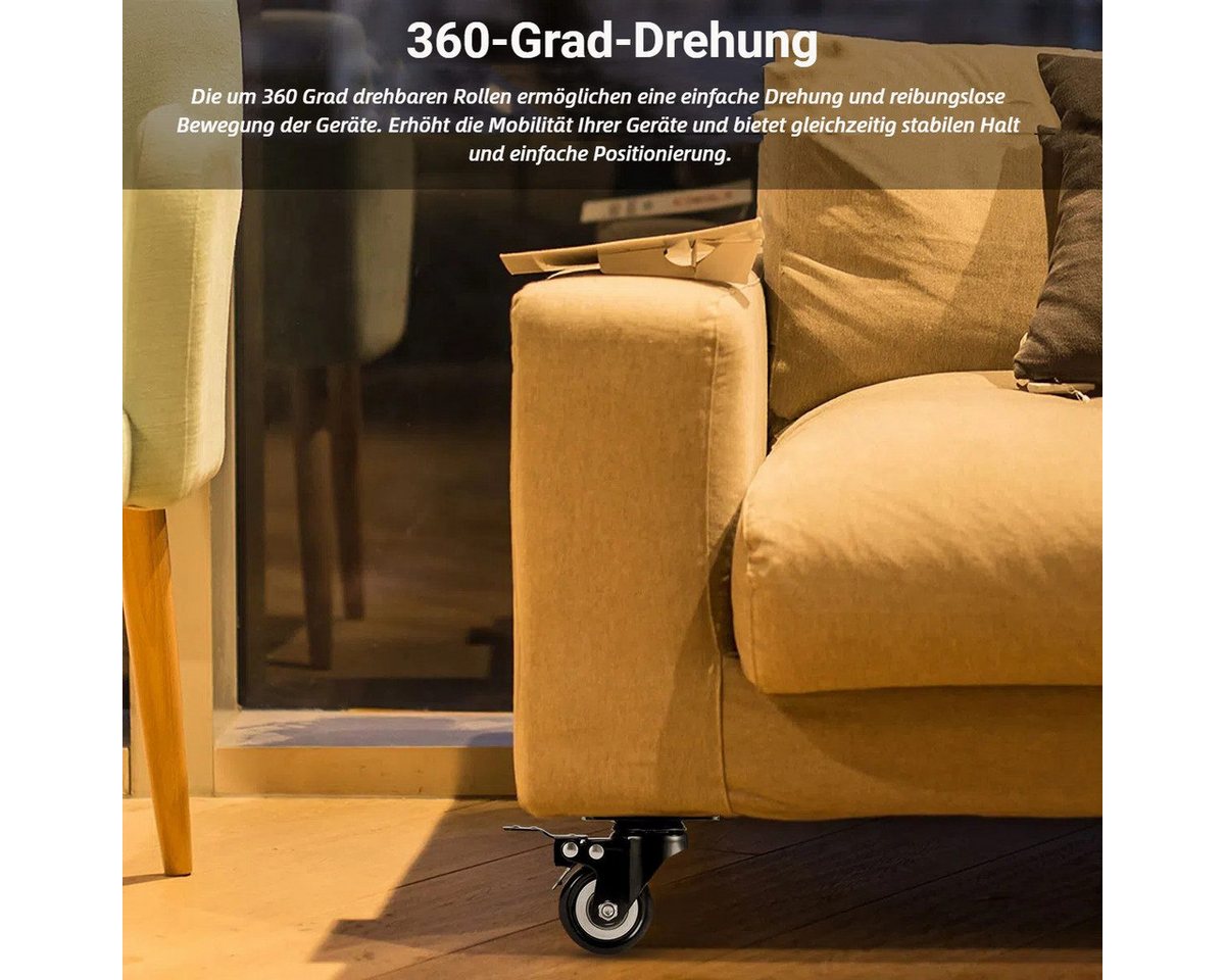 BlingBin Schwerlastrolle 4/8 Stücke 50mm Möbelrollen, Schwerlastrollen Lenkrollen mit Bremse, (8er Set, 8-St., 8 Stück), 360° Drehplatte Rollen Transportrollen für viele Bodenarten Bild 2