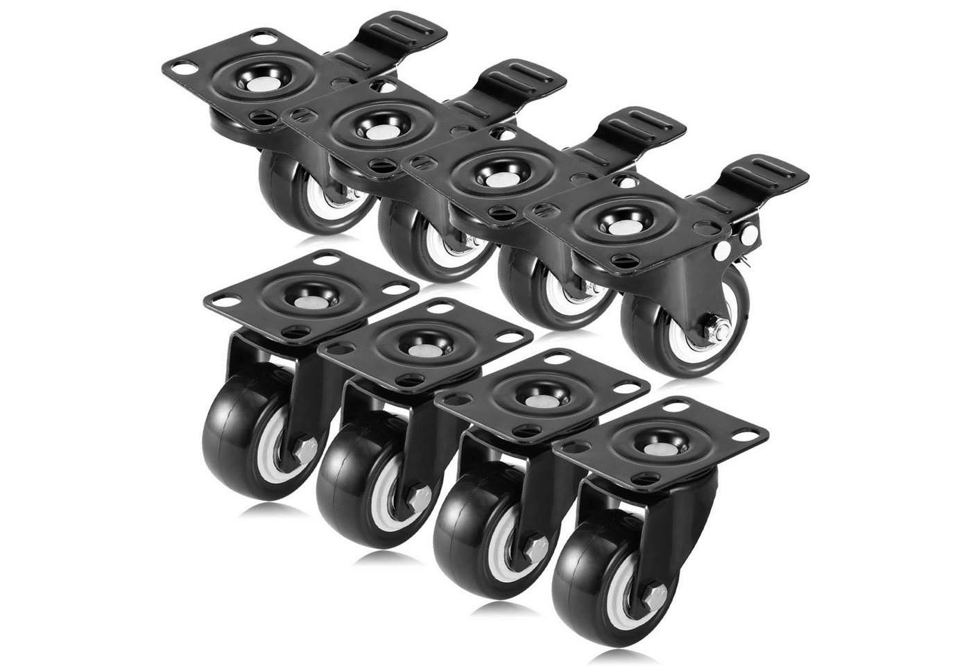 BlingBin Schwerlastrolle 4/8 Stücke 50mm Möbelrollen, Schwerlastrollen Lenkrollen mit Bremse, (8er Set, 8-St., 8 Stück), 360° Drehplatte Rollen Transportrollen für viele Bodenarten Bild 4