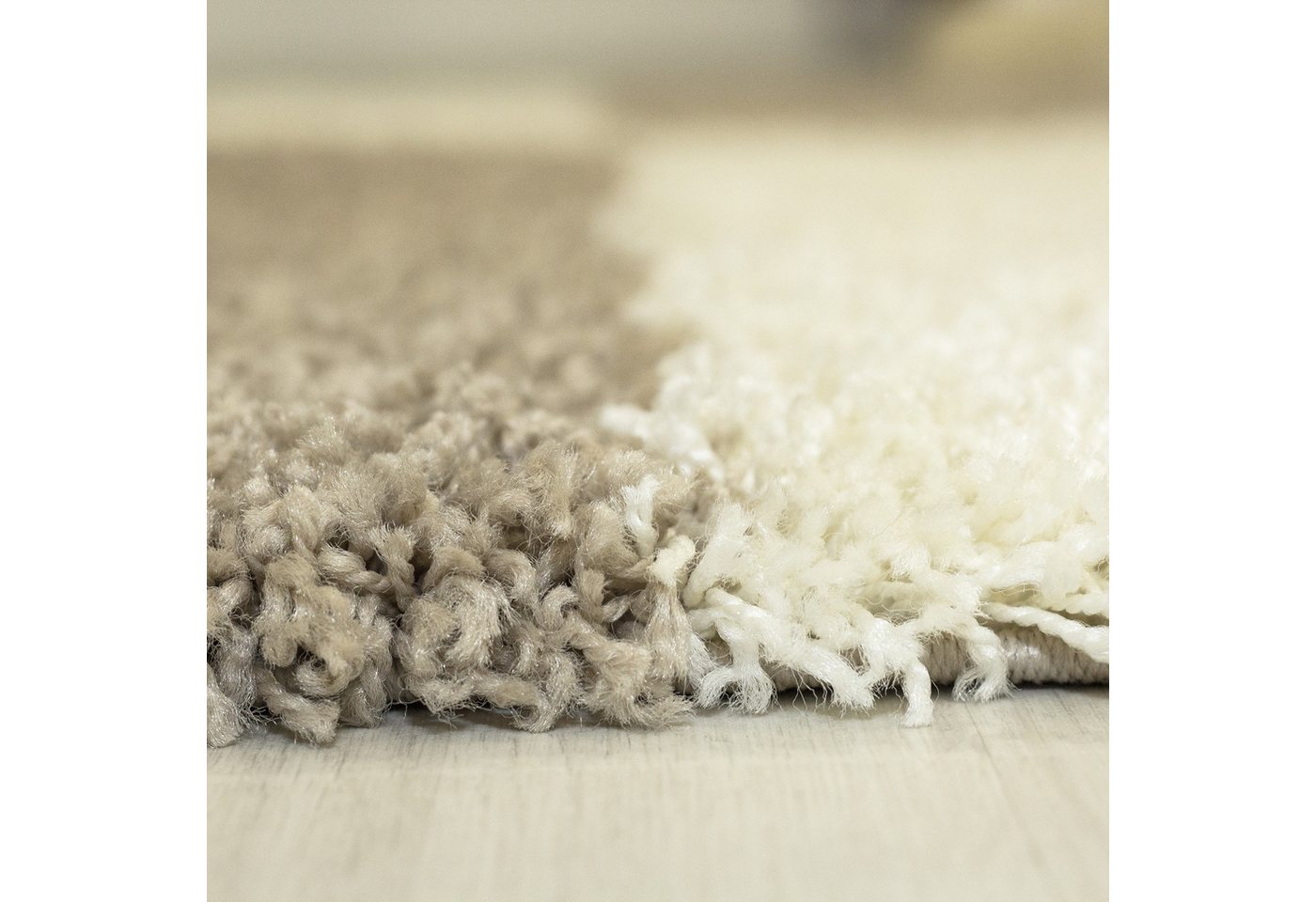 KADIMA DESIGN Teppich WERFEN Shaggy Langflor Wohnzimmer Schlafzimmer Waschbar Kariert, Rund, Höhe: 32 mm, Beige, 80x80 cm, Wohnzimmerteppich Strapazierfähig Flauschig Waschbar Bild 3