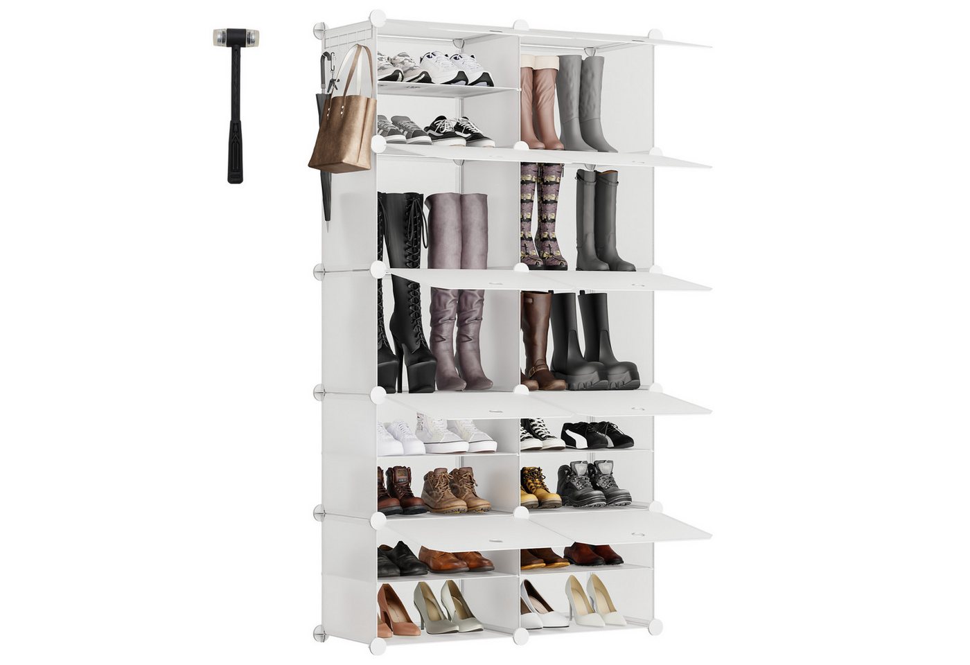 Sekey Schuhregal Schuhschrank Schuhaufbewahrung Platzsparend Schuhregal Schuhorganizer, mit 10 Fächern für 40 Paar Schuhe, 30 x 40 x 31 cm pro Fach, anpassbar Bild 2