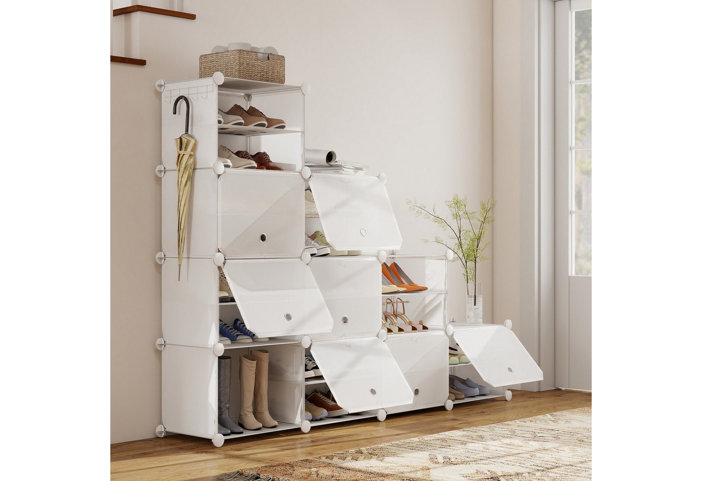 Sekey Schuhregal Schuhschrank Schuhaufbewahrung Platzsparend Schuhregal Schuhorganizer, mit 10 Fächern für 40 Paar Schuhe, 30 x 40 x 31 cm pro Fach, anpassbar Bild 4