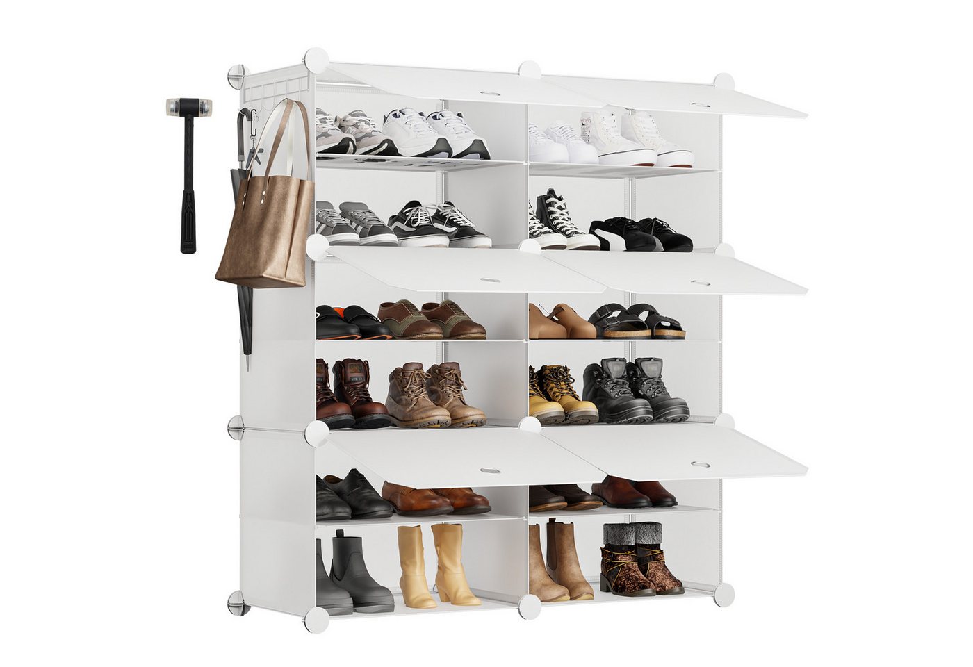 Sekey Schuhregal Schuhschrank Schuhaufbewahrung Platzsparend Schuhregal Schuhorganizer, mit 6 Fächern für 24 Paar Schuhe, 30 x 40 x 31 cm pro Fach, anpassbar Bild 4
