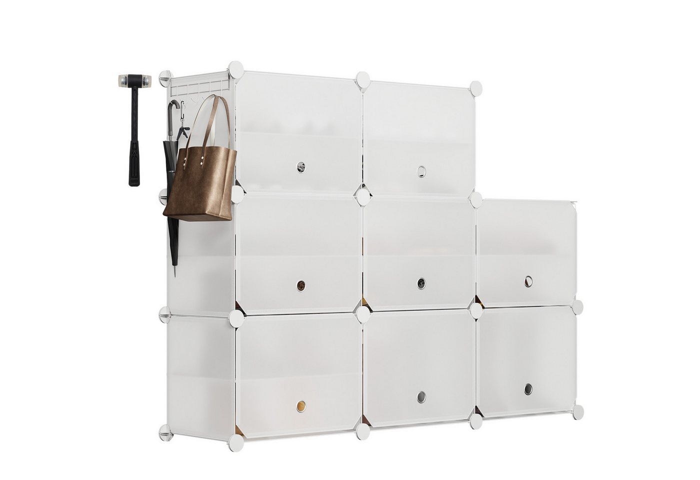 Sekey Schuhregal Schuhschrank Schuhaufbewahrung Platzsparend Schuhregal Schuhorganizer, mit 8 Fächern für 32 Paar Schuhe, 30 x 40 x 31 cm pro Fach, anpassbar Bild 2