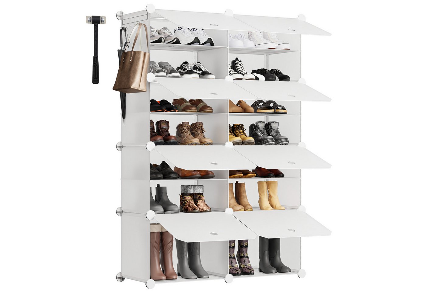 Sekey Schuhregal Schuhschrank Schuhaufbewahrung Platzsparend Schuhregal Schuhorganizer, mit 8 Fächern für 32 Paar Schuhe, 30 x 40 x 31 cm pro Fach, anpassbar Bild 3