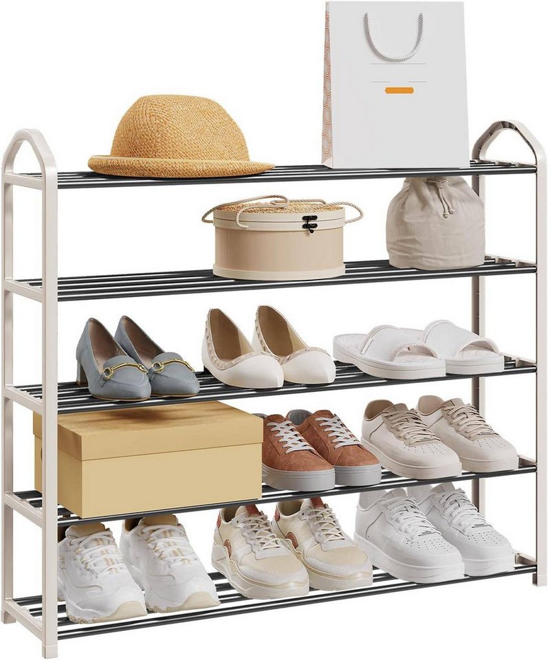 EUGAD Schuhregal, 1-tlg., 5-Ebenen–Metallrohrgestell, für Flur, Wohnzimmer, Schlafzimmer Bild 4