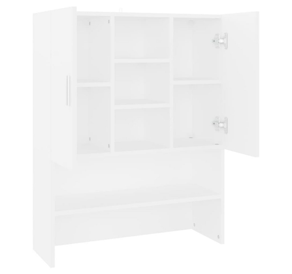 furnicato Waschmaschinenunterschrank Waschmaschinenschrank 70,5x25,5x90 cm Weiß (1-St) Badregal mit 9 Fächern, 2 Türen und Wandhalterung für das Badezimmer