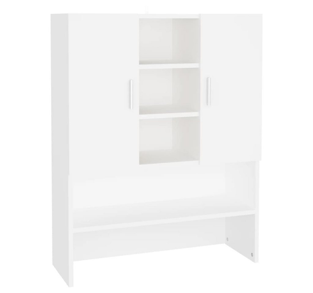 furnicato Waschmaschinenunterschrank Waschmaschinenschrank 70,5x25,5x90 cm Weiß (1-St) Badregal mit 9 Fächern, 2 Türen und Wandhalterung für das Badezimmer Bild 4