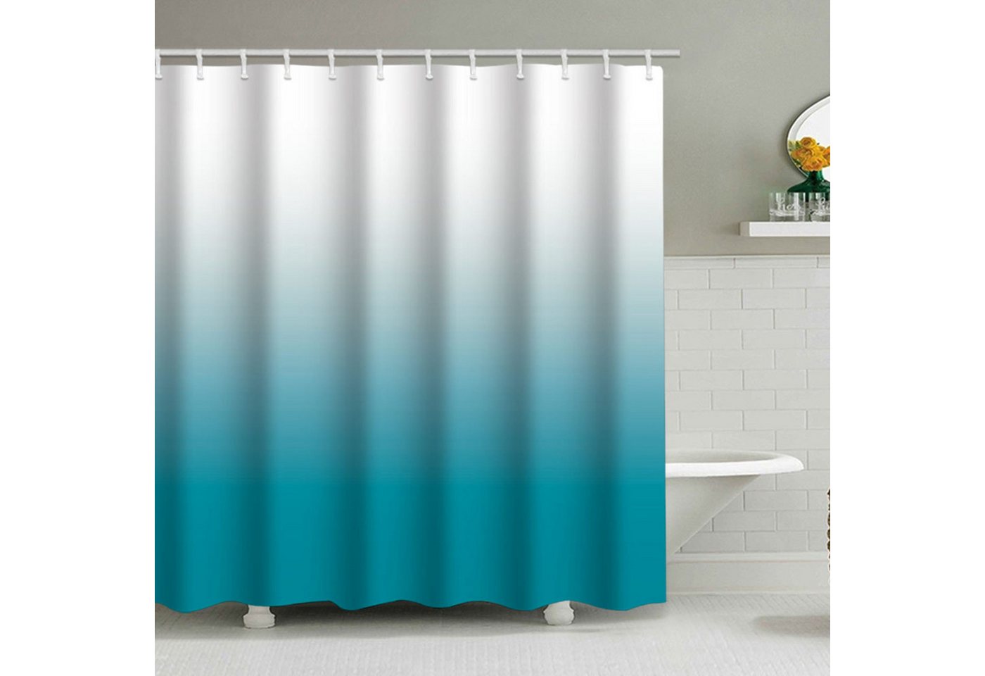 OKWISH Duschvorhang Badezimmer Vorhang Badewannenvorhang Dusche Textile Vorhänge Breite 180 cm (180x200 cm Wasserabweisend Anti-schimmel Waschbar 12 Duschvorhangringe, 1-tlg., Stoffvorhang), Badevorhang für Badewanne Hotelbad Dusche Reisemobil usw. Bild 5