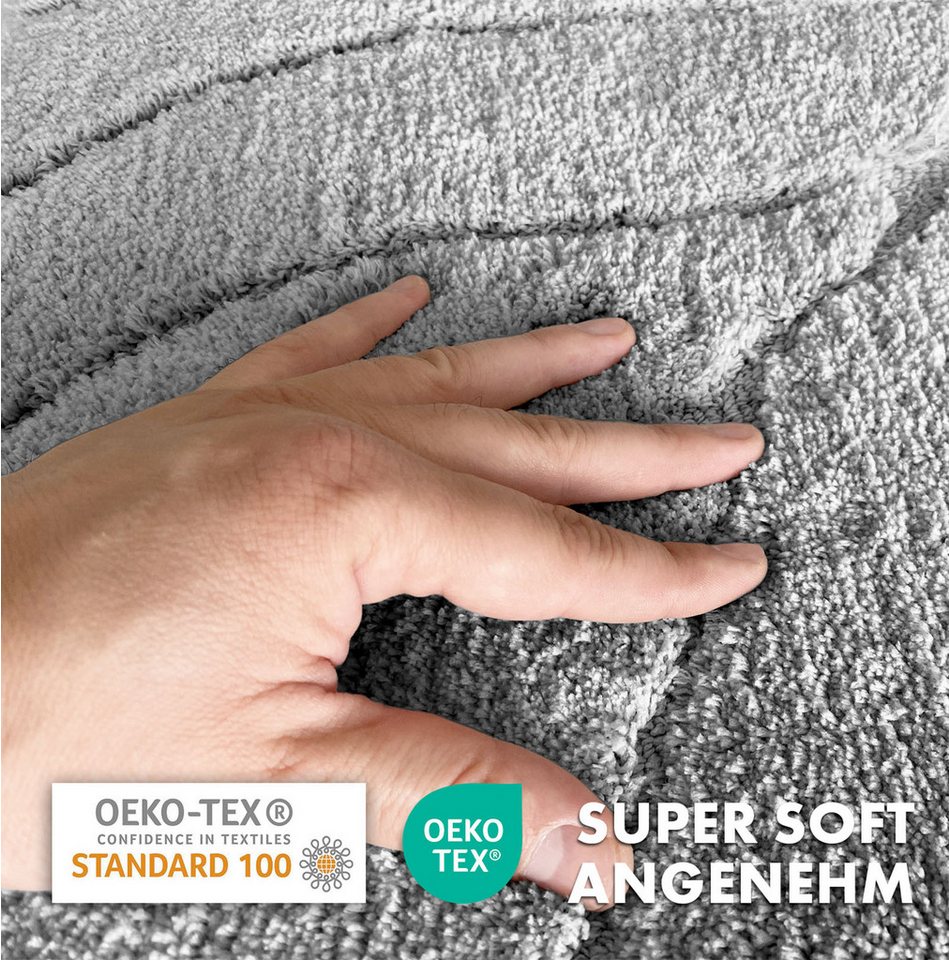 Floordirekt Badematte Maris, ausfranssicher, verschiedene Farben, aus weicher Mikrofaser, Höhe 15 mm, rutschhemmend beschichtet, fusselfrei, Polyester, Rund, 120cm Durchmesser, für Fußbodenheizung geeignet Bild 4