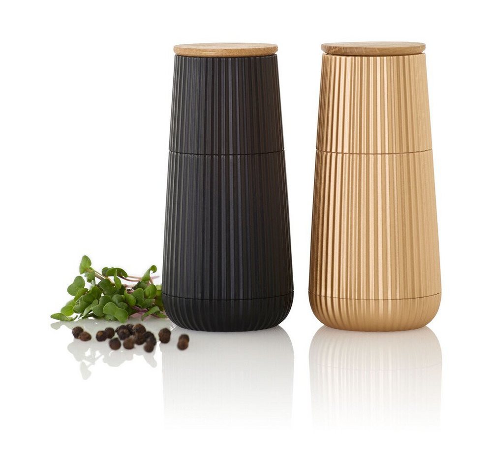 AdHoc Salz-/Pfeffermühle Pfeffer- und Salzmühlen-Set 2-tlg. Scape black & gold, (2 Stück), Pfeffer- und Salzmühlen-Set, 2-tlg., Ø5,8cm, Kunsstoff, mehrfarbig